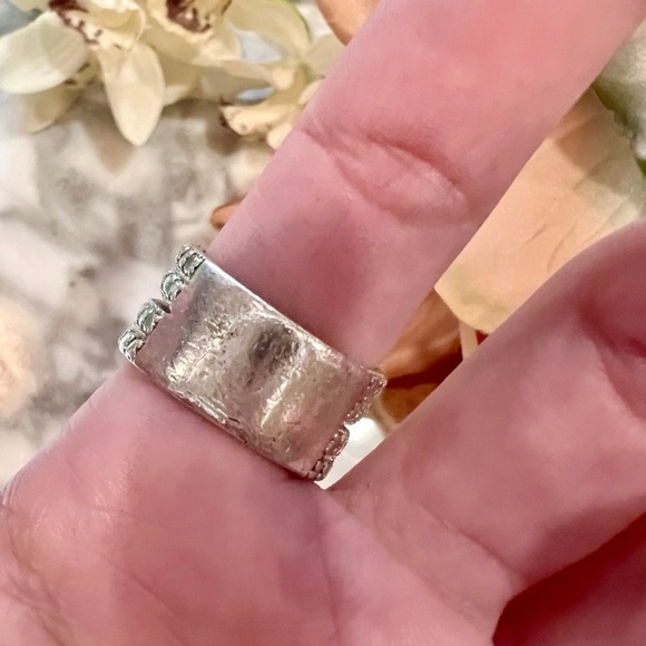 ď¸Beautiful Wide 4 row Crossover Diamond Ring Solid 925 Sterling Silver -See pics - Picture 14 of 17